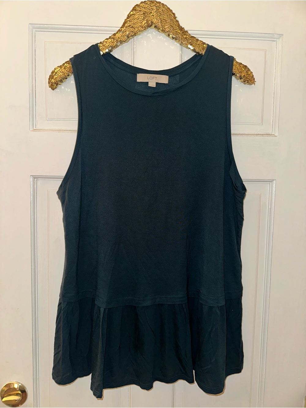 LOFT Sleeveless Peplum Tank Top in Dark Teal XL